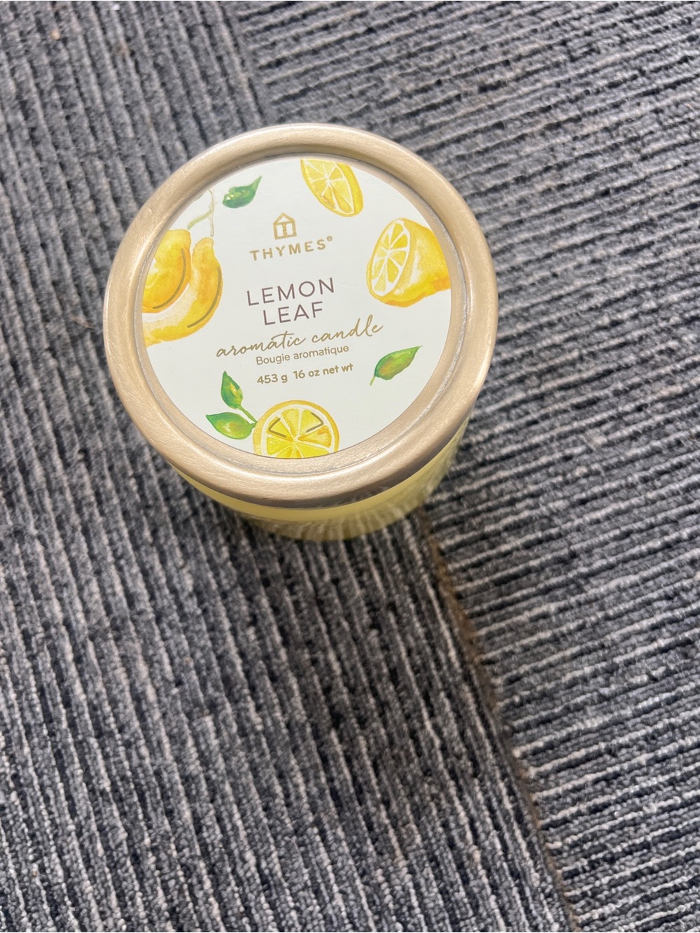 Thymes Lemon Leaf Aromatic Candle in Yellow